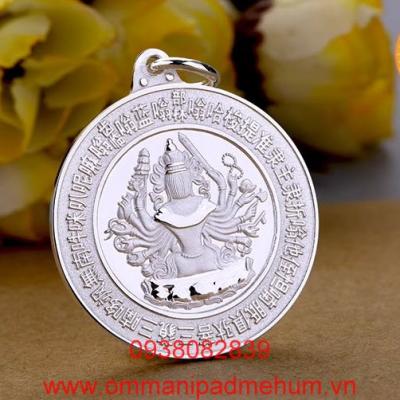 Mặt dây chuyền kính đàn Chuẩn Đề bằng bạc thái